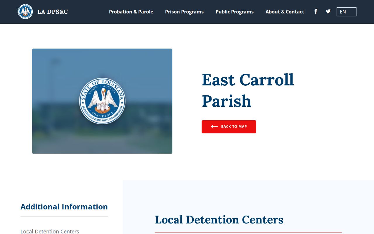 East Carroll Parish Riverbend detention facility directory