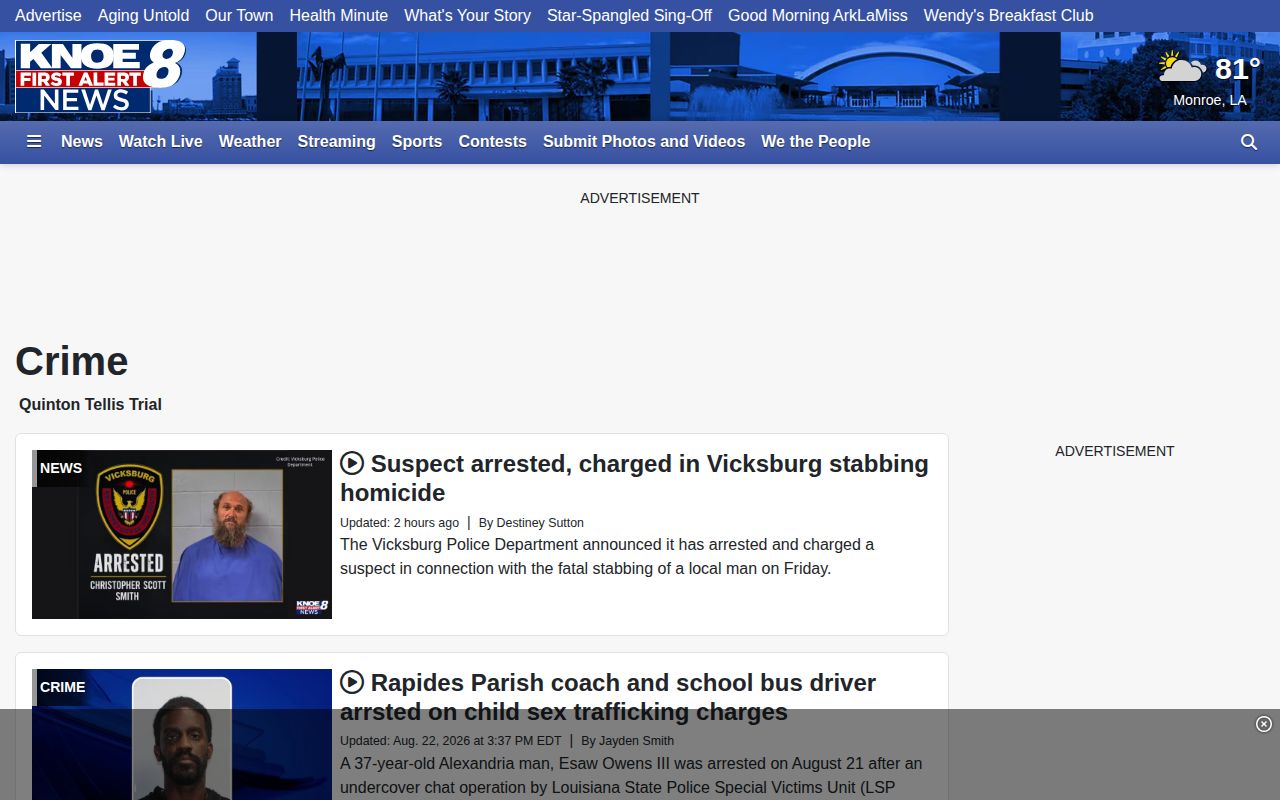East Carroll Parish arrest news access through KNOE regional crime section